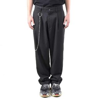18aw WIDE TROUSERS WITH CHAIN BLACK(スラックス)