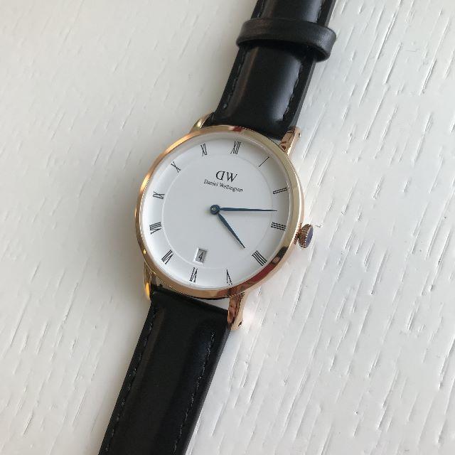 Daniel Wellington(ダニエルウェリントン)のDW　DAPPER 34MM　青針　日付　ブラック メンズの時計(腕時計(アナログ))の商品写真