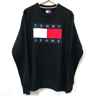 トミーヒルフィガー(TOMMY HILFIGER)のレア トミー ジーンズ ビッグフラッグ スウェット XXL ビッグシルエット 黒(スウェット)