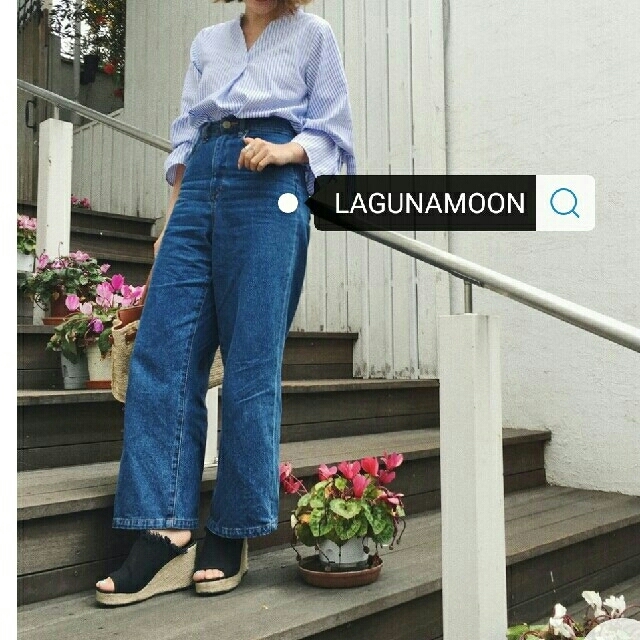 LagunaMoon(ラグナムーン)のラグナムーン   ハイウエストデニムパンツ レディースのパンツ(デニム/ジーンズ)の商品写真