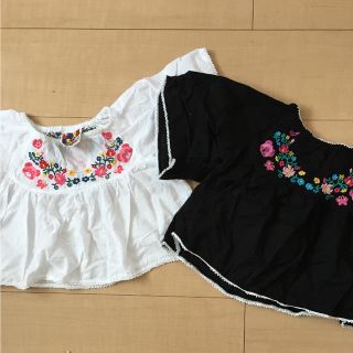 ラブレボリューション(LOVE REVOLUTION)の美品 ラブレボ シフォン トップス 90 100㎝ 刺繍 花 姉妹(Tシャツ/カットソー)