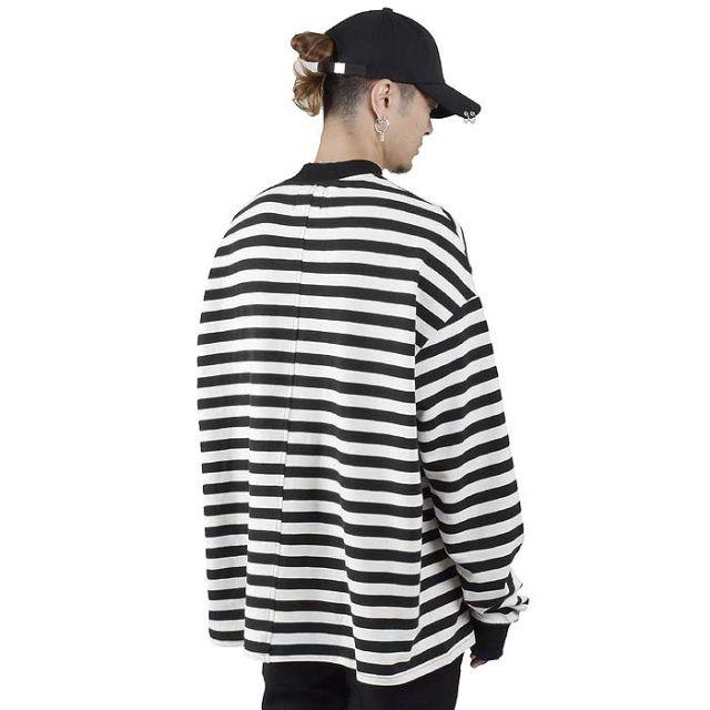 18aw BORDER MOCKNECK L/S TEE BLACK×WHITE メンズのトップス(Tシャツ/カットソー(七分/長袖))の商品写真