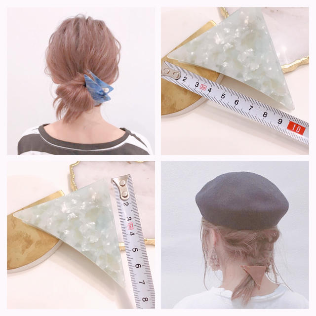 新品♡大人可愛い三角バレッタ/shell green✳︎送料込 レディースのヘアアクセサリー(バレッタ/ヘアクリップ)の商品写真