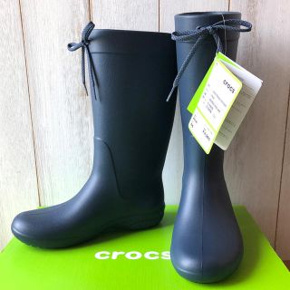 クロックス(crocs)の★靴箱付新品★クロックス 超軽量 レインブーツ フリーセイル ネイビー 22cm(レインブーツ/長靴)