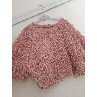 ザラ(ZARA)の【ZARA】フリンジ ピンク トップス(カットソー(半袖/袖なし))