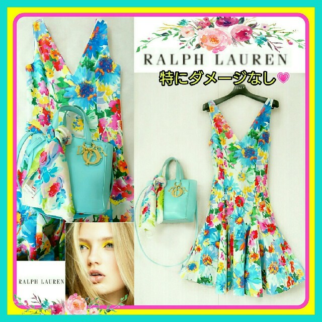 POLO RALPH LAUREN(ポロラルフローレン)のラルフローレン💗夏色マルチカラー🌈華やかフラワー主役ワンピ🌈 size 0 レディースのワンピース(ひざ丈ワンピース)の商品写真