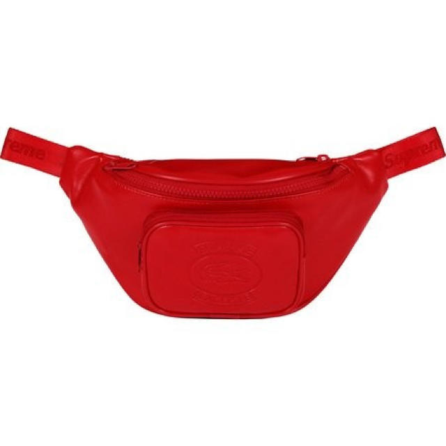 supreme LACOSTE Waist Bag レッドウエストポーチ