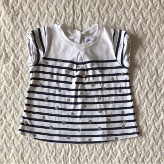 プチバトー(PETIT BATEAU)のプチバトー☆ シルバードットボーダーTシャツ(Ｔシャツ)