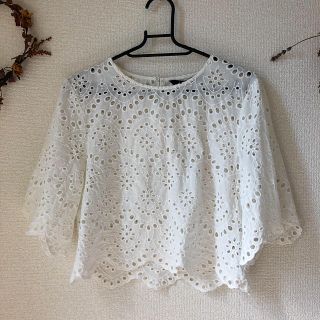 ザラ(ZARA)のZARA 白レースのトップス(カットソー(半袖/袖なし))