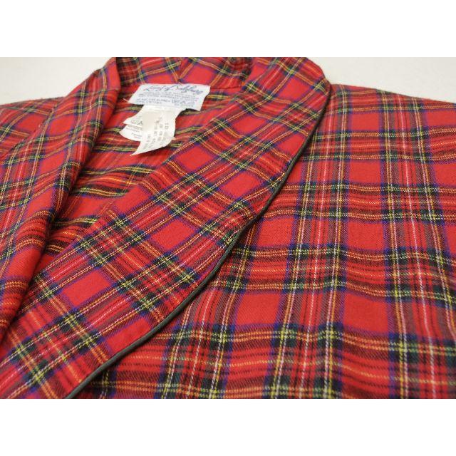 USA製ネルシャツガウンロングコートローブ古着デッドストックチェック柄F835 レディースのジャケット/アウター(ロングコート)の商品写真