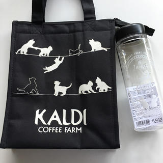 カルディ(KALDI)のカルディ  保冷猫バック & クリアボトル(弁当用品)