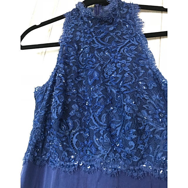 TADASHI SHOJI(タダシショウジ)のmitsu様専用TADASHI シルクブルーロングドレス ハイネック エレガント レディースのフォーマル/ドレス(ロングドレス)の商品写真