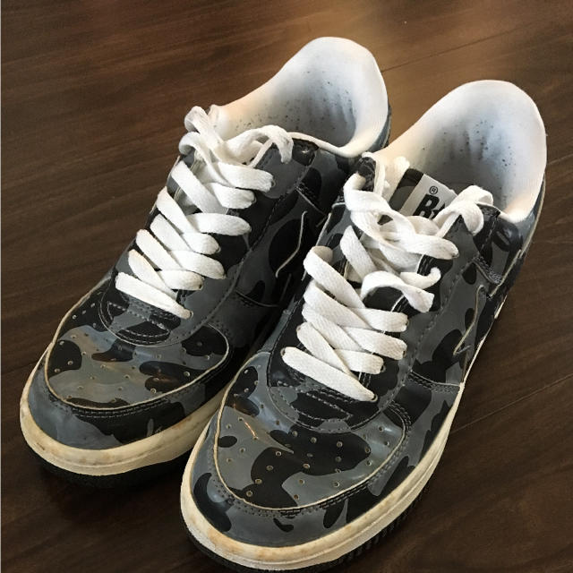 A BATHING APE スニーカー 28cm カーキ系x黒x茶(迷彩)春夏スニーカーカット