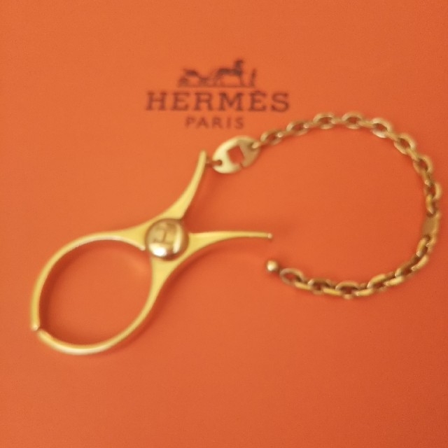 エルメス HERMES グローブホルダー チャーム キーホルダー ゴールド 美品-