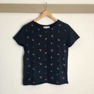 クミキョク(kumikyoku（組曲）)の組曲 ＊ フラワー柄刺繍 Ｔシャツ ネイビー♪(Tシャツ(半袖/袖なし))