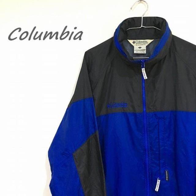 YJ58【US輸入】Columbia　ナイロンジャケット【メンズXL】青色　黒色