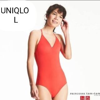 ユニクロ(UNIQLO)の【値下げ】貴重　ユニクロ　スイムワンピース　水着　レッド　新品　Lサイズ(水着)