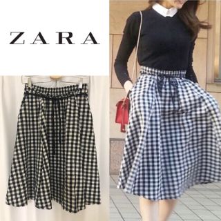 ザラ(ZARA)のZARA ギンガムチェック フレア スカート(ひざ丈スカート)