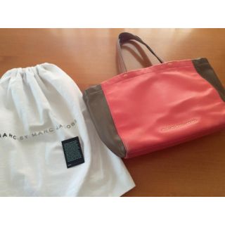 マークバイマークジェイコブス(MARC BY MARC JACOBS)のマーク バイ マーク ジェイコブス レザートートバッグ オレンジ バイカラー (トートバッグ)