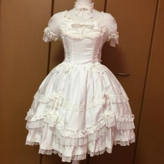 アンジェリックプリティー(Angelic Pretty)の白ワンピース＋チョーカーセット(ひざ丈ワンピース)