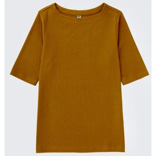 ユニクロ(UNIQLO)のリブボートネックＴシャツ【新品未使用】(Tシャツ(半袖/袖なし))