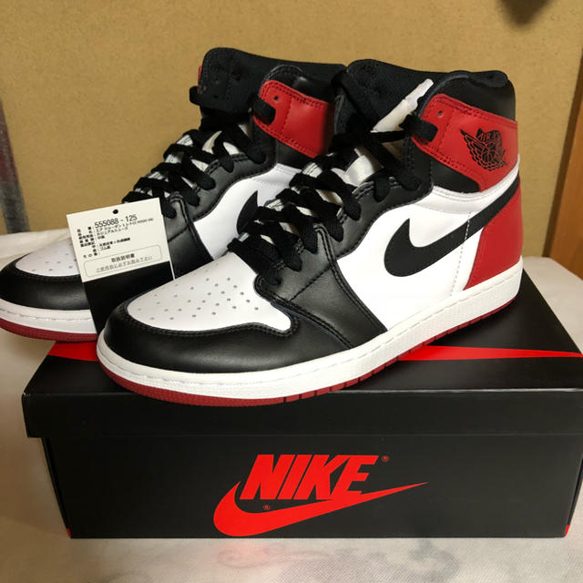 JORDAN 1 RETRO HIGH OG BLACK TOE つま黒555088―125サイズ