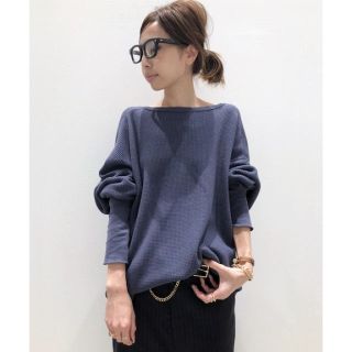 アパルトモンドゥーズィエムクラス(L'Appartement DEUXIEME CLASSE)のL'Appartement サーマルバックヘンリーネック ネイビー(Tシャツ/カットソー(七分/長袖))