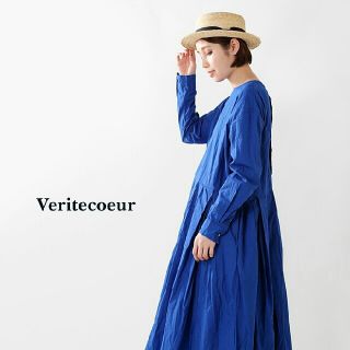 Veritecoeur コットン後ろ切替ボックスタックワンピース