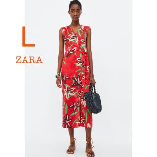 ザラ(ZARA)の新品未使用 ZARA パレオ ボタニカル柄 オールインワン L(オールインワン)