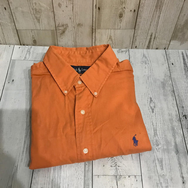 Ralph Lauren(ラルフローレン)のRalph Lauren S/S ボタンダウンシャツ オレンジ×ネイビー XL メンズのトップス(シャツ)の商品写真