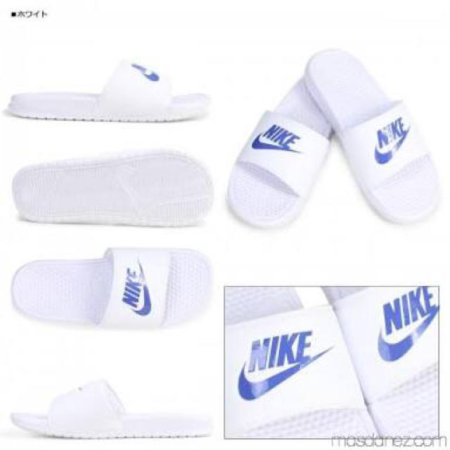 NIKE(ナイキ)の海外モデル NIKE ベナッシ シャワーサンダル 白 × 青 新品未使用 メンズの靴/シューズ(サンダル)の商品写真