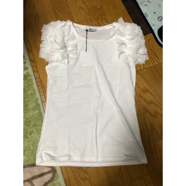 GRL(グレイル)の【新品】袖フリルTシャツ レディースのトップス(Tシャツ(半袖/袖なし))の商品写真