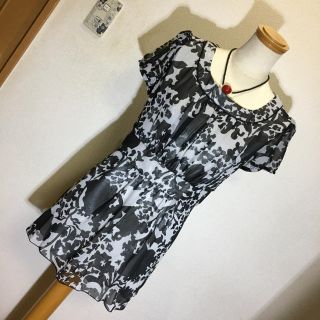 エマジェイム(EMMAJAMES)の♡エマジェイムス 黒xグレー チュニック シフォン素材 11号 M L 美品！！(チュニック)