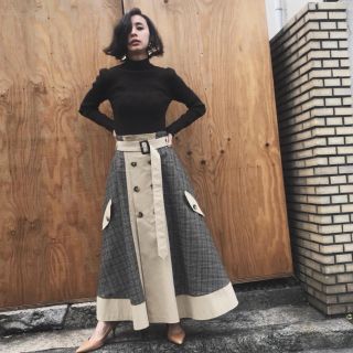 アメリヴィンテージ(Ameri VINTAGE)のCHECK TRENCH SKIRT(ロングスカート)