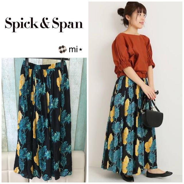 超美品❣️ Spick and Span オオバナプリントギャザースカート 36