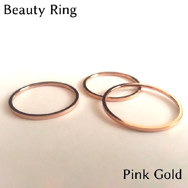 ピンクゴールドリング ファランジリング 華奢リング 1mm幅 レディース メンズ レディースのアクセサリー(リング(指輪))の商品写真