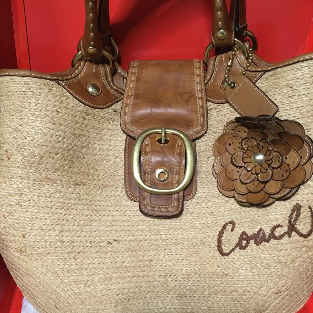 【正規店品】【良品】COACH ブリーカーストローメッシュトート