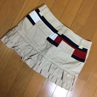 トミーヒルフィガー(TOMMY HILFIGER)のトミーヒルフィガー トミーガール ベージュ ダブルフリル ミニスカート S 美品(ウエア)