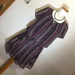 ザジ(ZAZIE)のザジ  ダーク系花柄 2way チュニックワンピース 美品 M L(ひざ丈ワンピース)