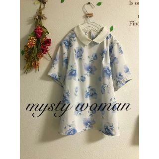 ミスティウーマン(mysty woman)の☆mysty woman☆ミスティウーマン フラワー柄襟付きブラウス(シャツ/ブラウス(半袖/袖なし))