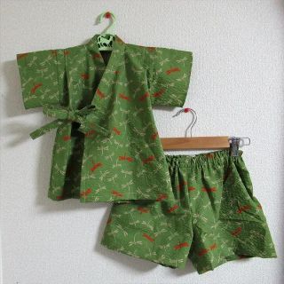 トンボ柄 甚平 上下セット 男の子 80 / ベビー服 グリーン(甚平/浴衣)