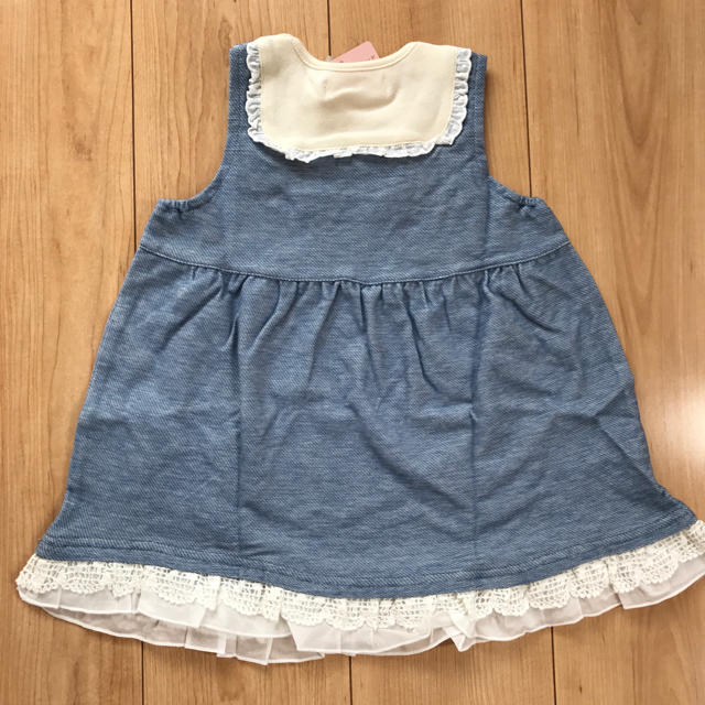 coeur a coeur(クーラクール)のぽぽちゃん♡様専用٩( ᐛ )و新品タグ付き‼︎☆デニムニットワンピース90♡ キッズ/ベビー/マタニティのキッズ服女の子用(90cm~)(ワンピース)の商品写真