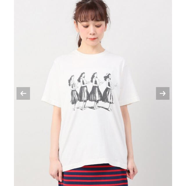 Spick & Span(スピックアンドスパン)のスピック&スパン FUNG プリントTシャツ hula フラダンス 白 新品 レディースのトップス(Tシャツ(半袖/袖なし))の商品写真