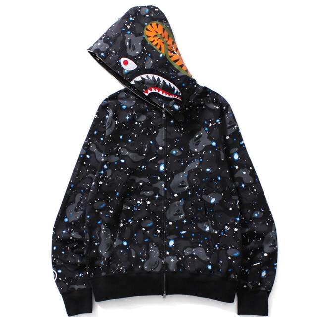 送料無料 BAPE SPACE CAMO SHARK HOODIE M