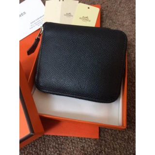 エルメス(Hermes)の【値下げ】美品 エルメス アザップ シルクイン コンパクト 希少カラー黒(財布)