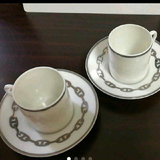 エルメス シェーヌ ダンクル プラチナ カップ&ソーサー ×2セット