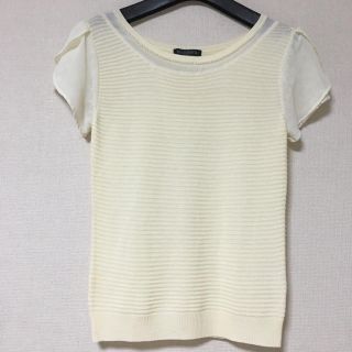 ミッシュマッシュ(MISCH MASCH)のミッシュマッシュ  パールビジュー付き袖シフォンレース合わせカットソー  M(カットソー(半袖/袖なし))