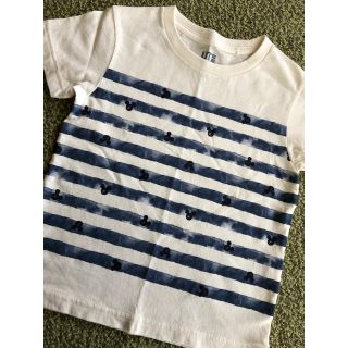 ユニクロ(UNIQLO)のUNIQLO ミッキーボーダーＴシャツ半袖 サイズ100(Tシャツ/カットソー)