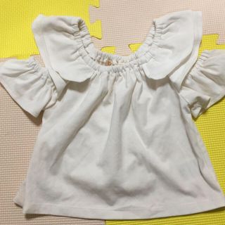 コウベレタス(神戸レタス)の☆神戸レタス kids 袖フリルトップス ホワイト 110(Tシャツ/カットソー)