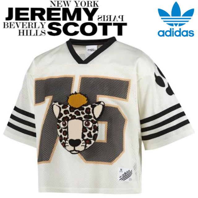 JEREMY SCOTT(ジェレミースコット)のアディダス ジェレミースコット メッシュ シャツ フットボール レオパード 完売 レディースのトップス(Tシャツ(半袖/袖なし))の商品写真